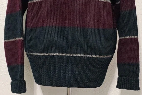 Vintage Polo Ralph Lauren Sweater Wool Handknit Colorblock Crewneck Large 90s